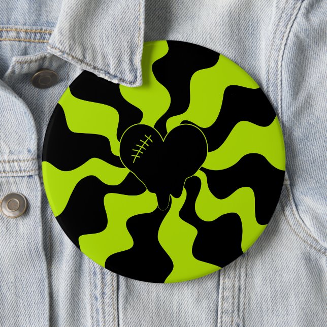 Badge Rond 15,2 Cm Fonte cardiaque - Vert citron (En situation)