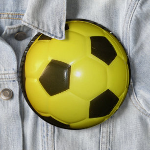 Badge Rond 15,2 Cm Football Jaune et Noir (Football)