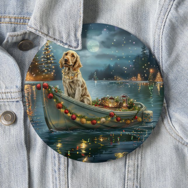 Badge Rond 15,2 Cm Français Setter Christmas Festive Voyage (En situation)