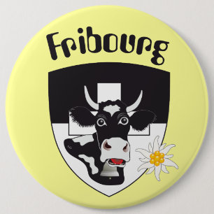 Badge Rond 15,2 Cm Fribourg / Fribourg Suisse Suisse Buttons
