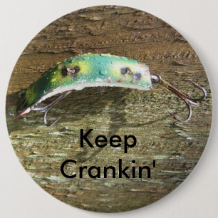 Badge Rond 15,2 Cm Gardez le vieil attrait de pêche de Crankin