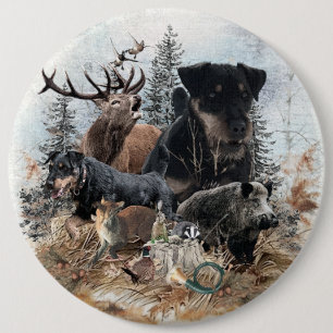 Badge Rond 15,2 Cm German Hunting Terrier (Jagdterrier)