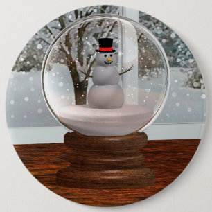 Badge Rond 15,2 Cm Globe de neige de bonhomme de neige