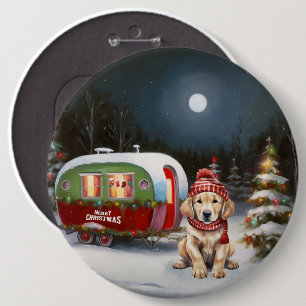 Badge Rond 15,2 Cm Golden Retriever Caravan Christmas Adventure