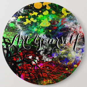 Badge Rond 15,2 Cm Graffiti Brick Wall