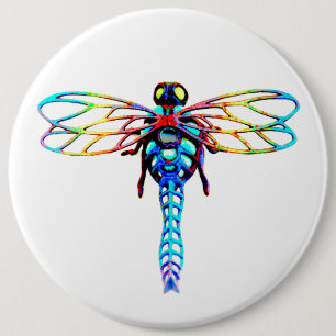 Badge Rond 15,2 Cm grande libellule iridescente