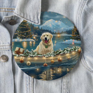 Badge Rond 15,2 Cm Grande Pyrénées Noël Festive Voyage