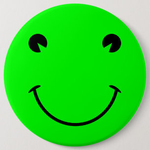 Badge Rond 15,2 Cm Grosse Grenouille Verte Souriant Lime