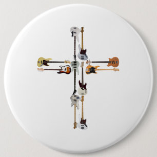 Badge Rond 15,2 Cm Guitare Lover Cadeau de Croix de Guitare