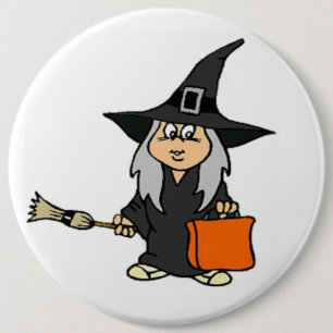 BADGE ROND 15,2 CM HALLOWEEN WITCH