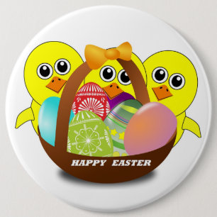 BADGE ROND 15,2 CM "HAPPY EASTER" CHICS