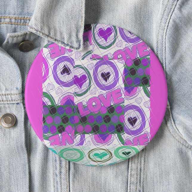 Badge Rond 15,2 Cm Happy Love craze (En situation)