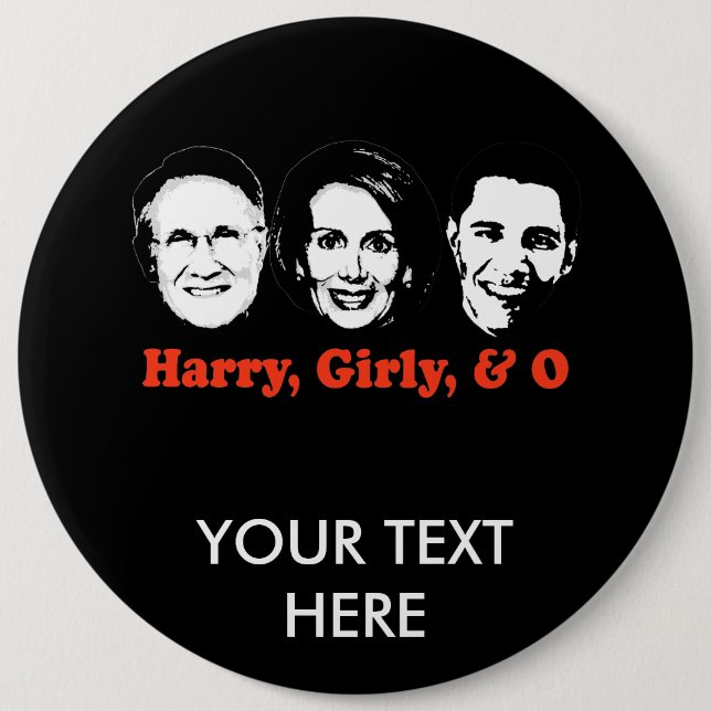 Badge Rond 15,2 Cm Harry, Girly, et O (Devant)