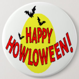 BADGE ROND 15,2 CM "HEUREUX HOWLOWEEN" BATS