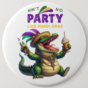 Badge Rond 15,2 Cm Heureux Mardi Gras Alligator