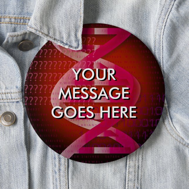 Badge Rond 15,2 Cm ID d'ADN personnalisé rouge (En situation)