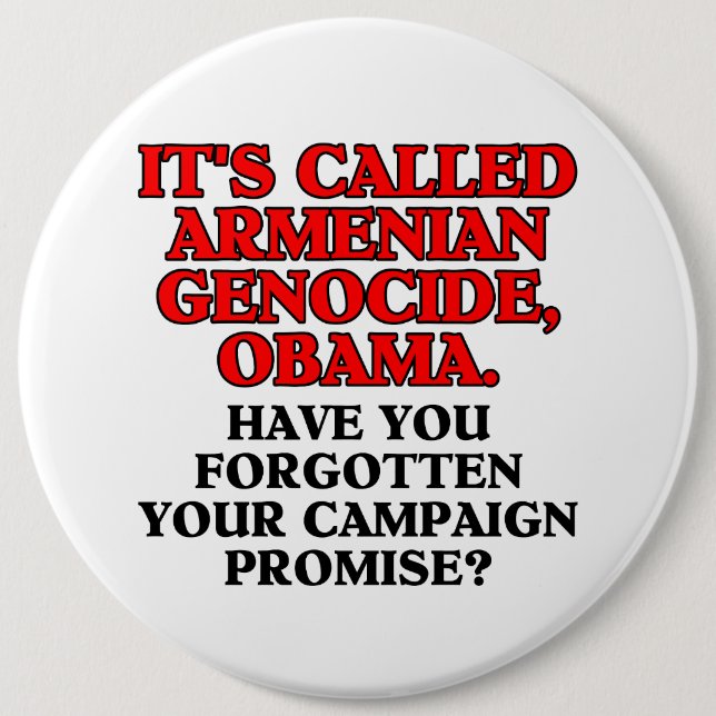 Badge Rond 15,2 Cm Il a appelé le génocide d'Armenian, bouton (Devant)