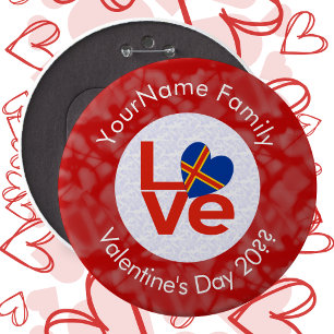 Badge Rond 15,2 Cm Îles Åland Red LOVE Drapeau personnalisé