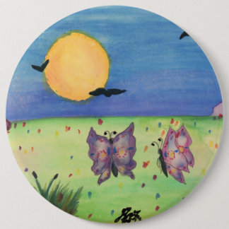 Badge Rond 15,2 Cm Illustration aquarelle Papillons Love Couple