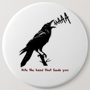 Badge Rond 15,2 Cm Illustration de corbeau noir - Conception d'art de