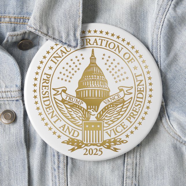 Badge Rond 15,2 Cm Inauguration du logo inaugural du président Trump  (En situation)