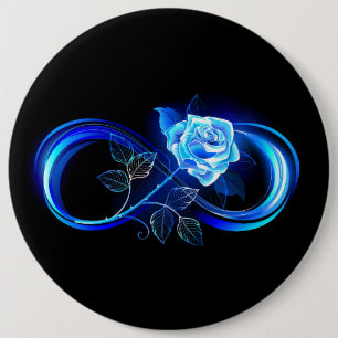 Badge Rond 15,2 Cm Infini lumineux avec rose bleue