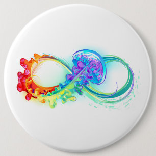 Badge Rond 15,2 Cm Infinity avec Rainbow Jellyfish