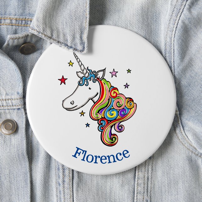 Badge Rond 15,2 Cm Insigne de bouton Unicorn arc-en-ciel personnalisé (En situation)