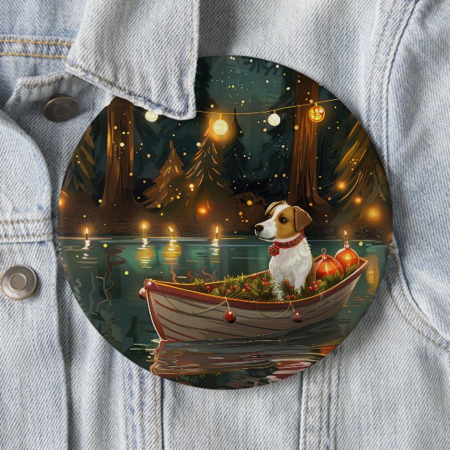 Badge Rond 15,2 Cm Jack Russell Christmas Festive Voyage (En situation)