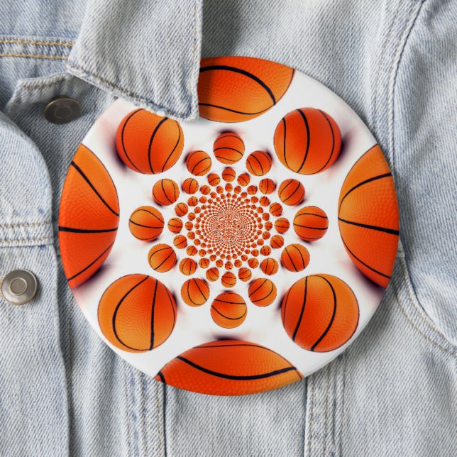 Badge Rond 15,2 Cm J'adore le basket-ball (En situation)