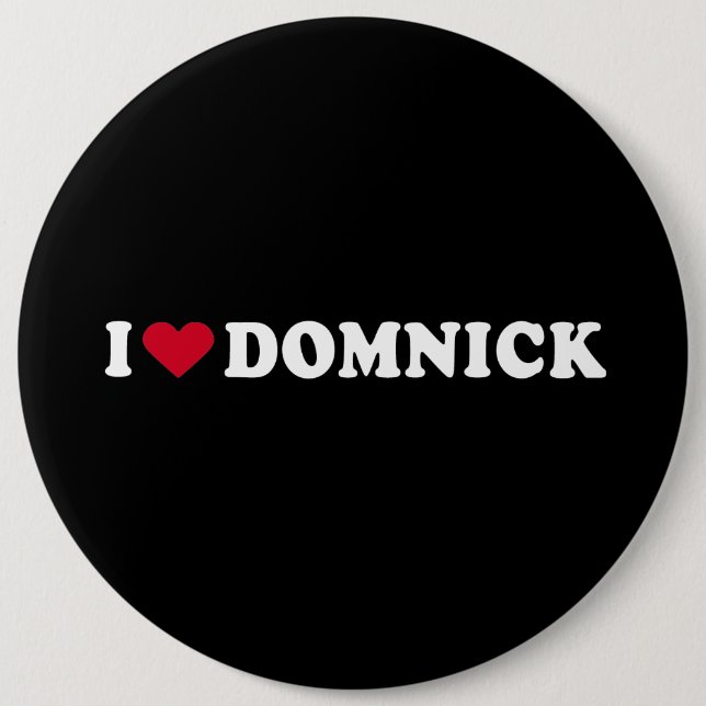BADGE ROND 15,2 CM J'AIME DOMNICK (Devant)