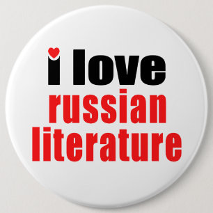 Badge Rond 15,2 Cm J'aime la littérature russe