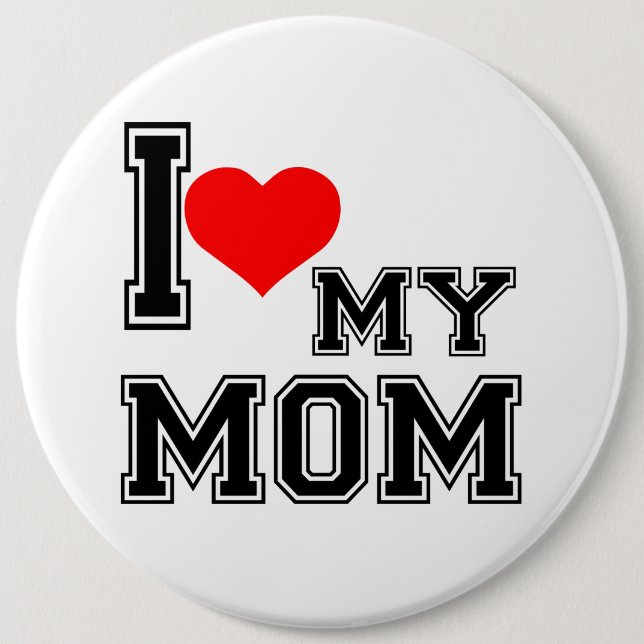 BADGE ROND 15,2 CM J'AIME MA MÈRE (Devant)