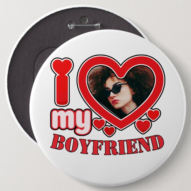 Badge Rond 15,2 Cm J'Aime Mon Petit Amis Personnalisé (Devant & derrière)