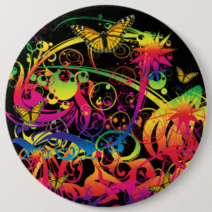 Badge Rond 15,2 Cm Jardin magique avec papillons