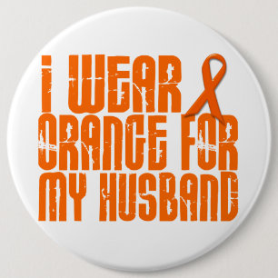 Badge Rond 15,2 Cm Je porte l'orange pour mon mari 16