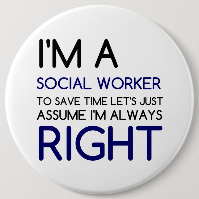 BADGE ROND 15,2 CM JE SUIS UN TRAVAILLEUR SOCIAL (Devant)