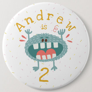 Badge Rond 15,2 Cm Joli Monster Turquoise Anniversaire