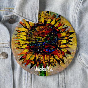 Badge Rond 15,2 Cm Jolie peinture Abstraite de tournesol