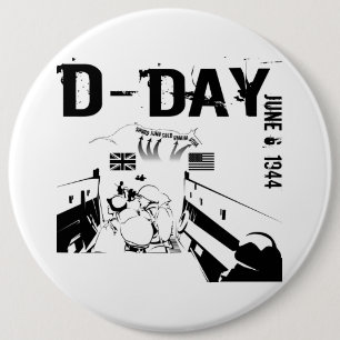 Badge Rond 15,2 Cm JOUR J 6 juin 1944