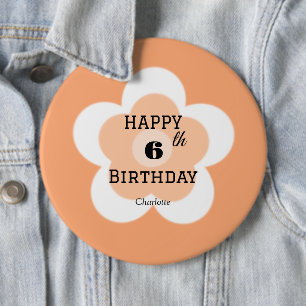 Badge Rond 15,2 Cm Joyeux 00e anniversaire mignon fleur de boho orang