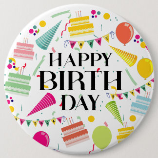 Badge Rond 15,2 Cm Joyeux Anniversaire Célébrations