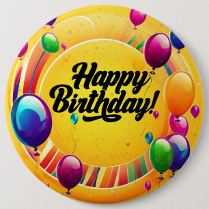 Badge Rond 15,2 Cm Joyeux Anniversaire Vibrant