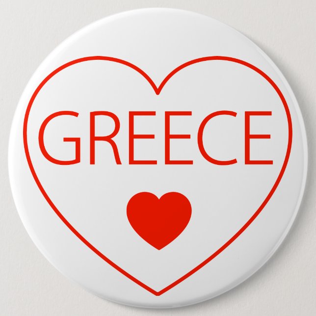 Badge Rond 15,2 Cm Joyeux Coeur Grèce (Devant)