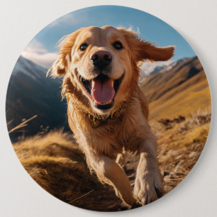 Badge Rond 15,2 Cm Joyeux Golden Retriever en cours