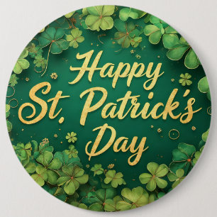 Badge Rond 15,2 Cm Joyeux jour de la Saint-Patrick, motif de trèfle