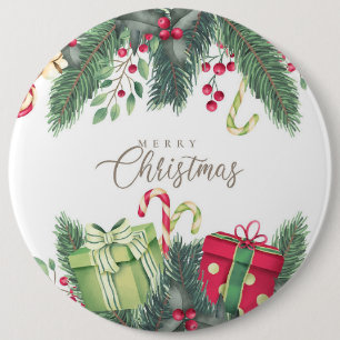 Badge Rond 15,2 Cm Joyeux Noël Arbre cadeaux Décoration