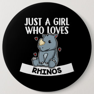 Badge Rond 15,2 Cm Juste Une Fille Qui Aime Les Rhinos Mignons Rhinoc