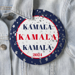 Badge Rond 15,2 Cm Kamala Harris 2024 Support Rouge Blanc Bleu