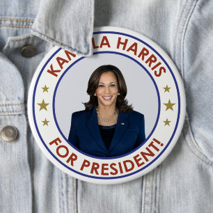 BADGE ROND 15,2 CM KAMALA HARRIS PRÉSIDENTE !